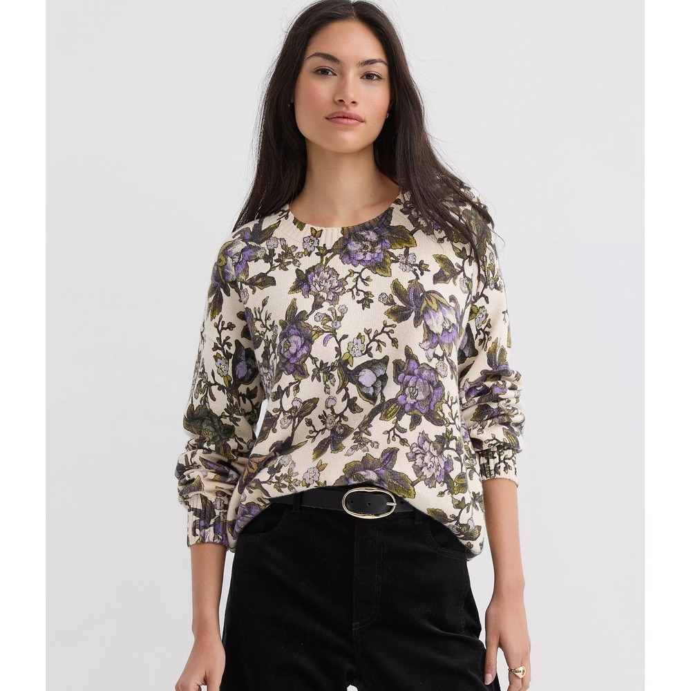 LOFT Floral Blouson Sleeve Sweater XS NWT - Picture 2 of 7